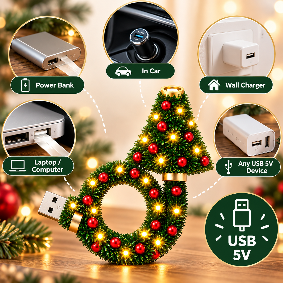 USB Christmas Tree Projector