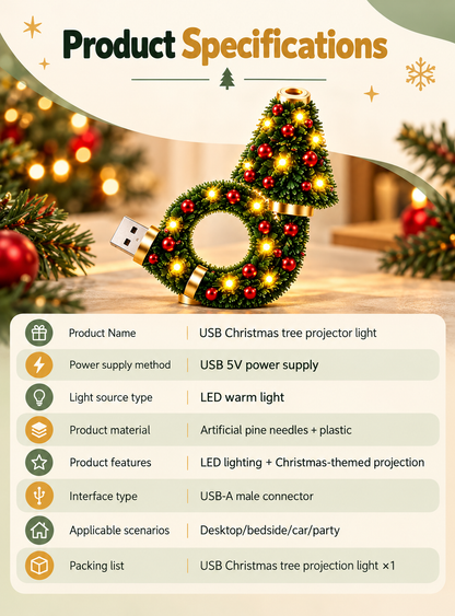 USB Christmas Tree Projector