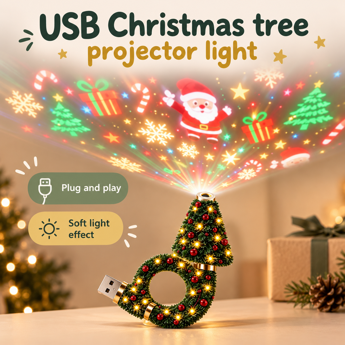 USB Christmas Tree Projector